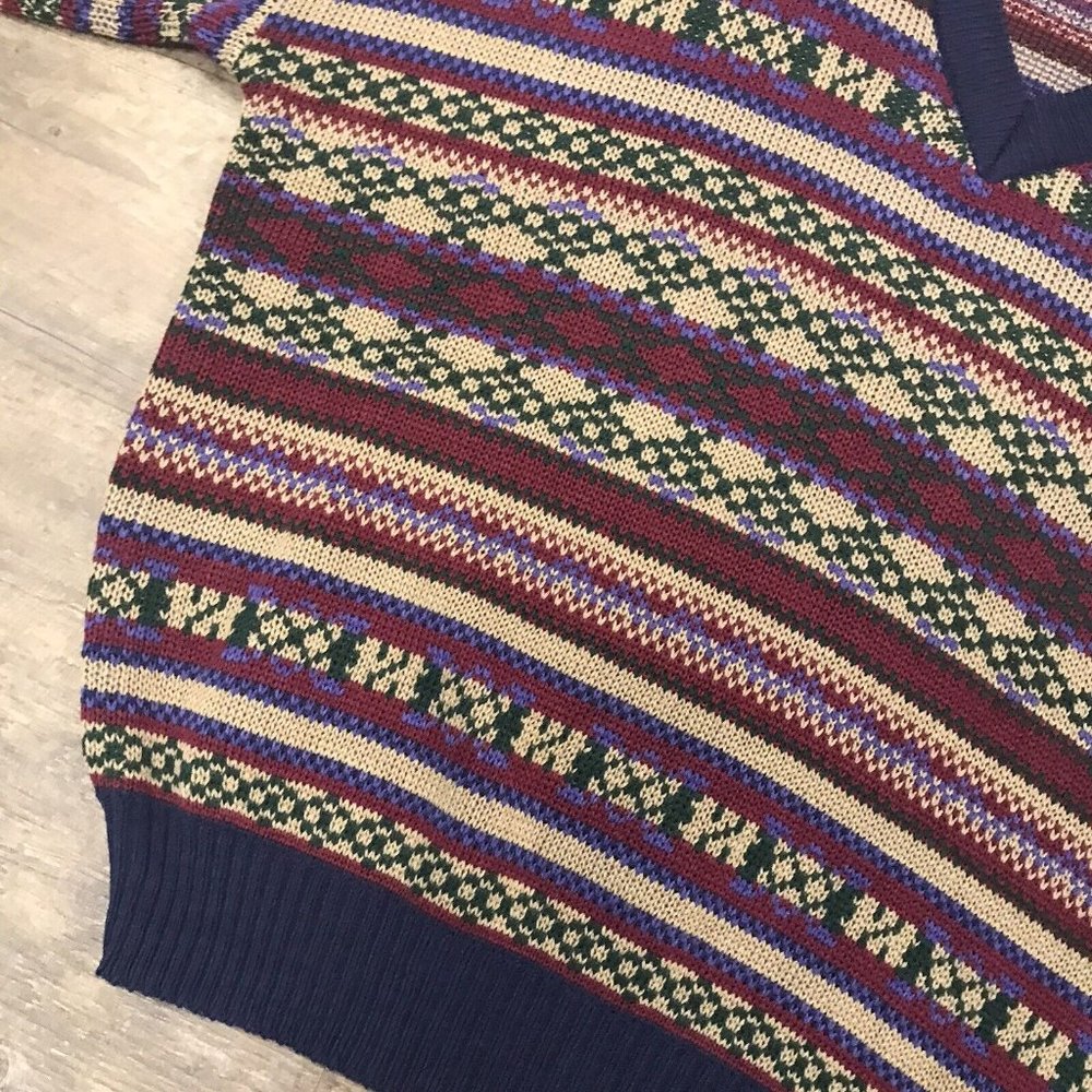 Vintage Sears Men's Store Sweater Size XL Multicolor Blue Grandpa‎ Acrylic - Picture 4 of 10